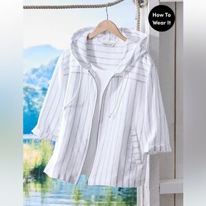 NWOT Coldwater Creek Fresh Breeze Hooded Jacket Linen XL Petite